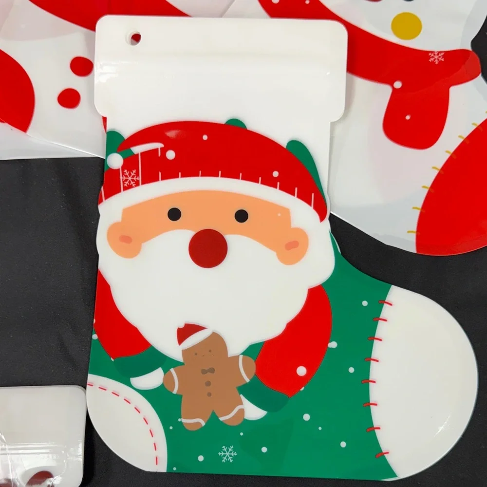 Festive Santa, Snowman and Reindeer Party Bags 12 pieces 4 of each kind & string